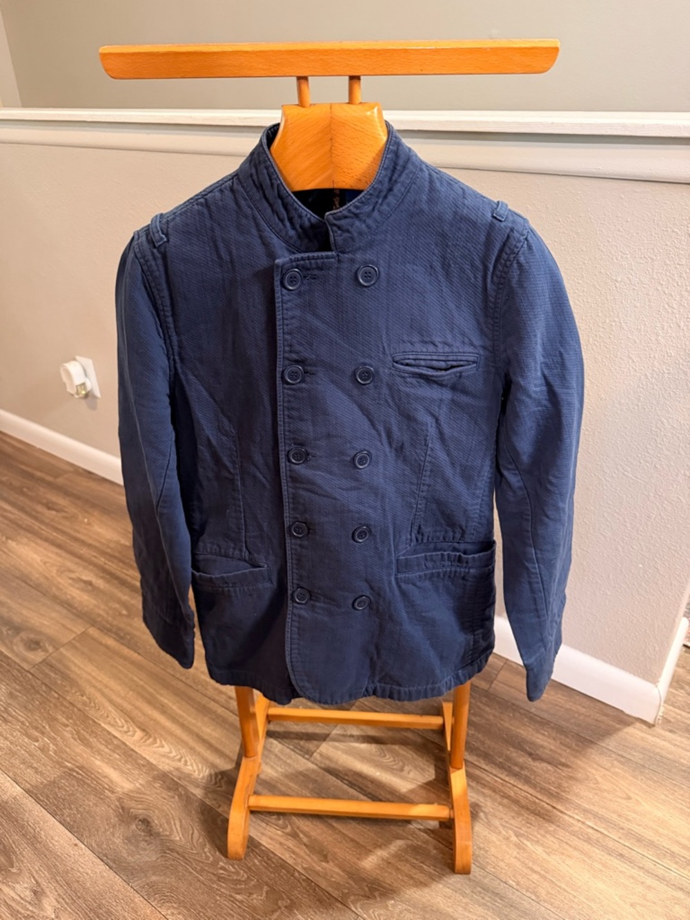 Stock Mfg Co Navy Double Breasted Workwear Chore Jacket Mens Medium
